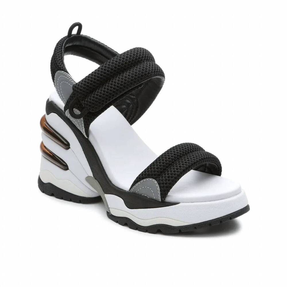 NEW ASH women's cosmos wedge sandal in black/silver